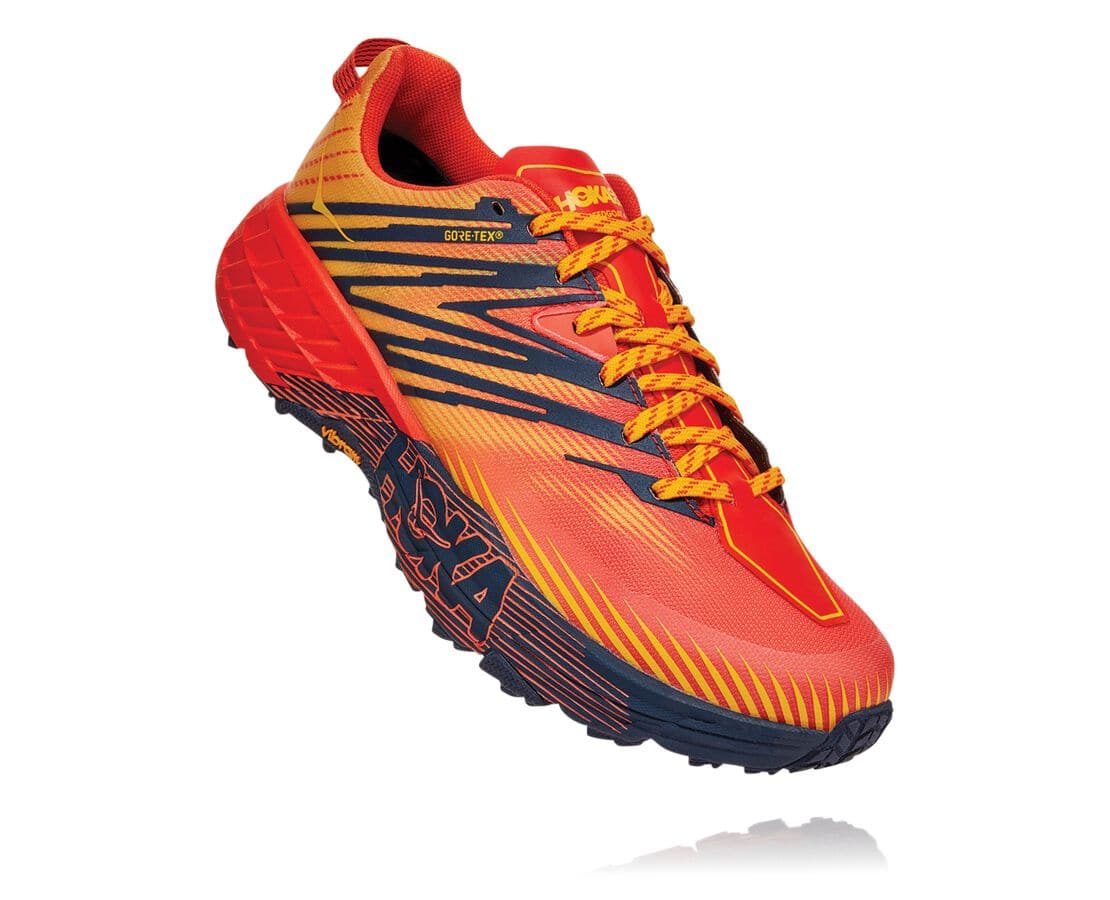 Hoka One One Speedgoat 4 Gore-Tex Philippines - Mens Trail Running Shoes - Red / Gold | LD7439165